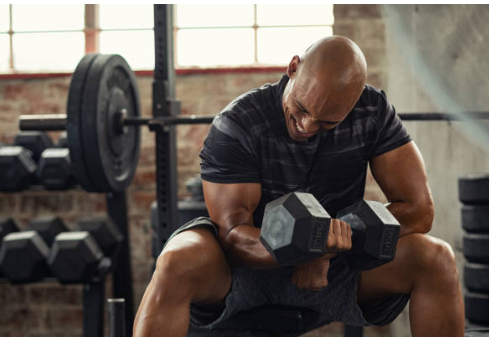 A man performing a bicep curl